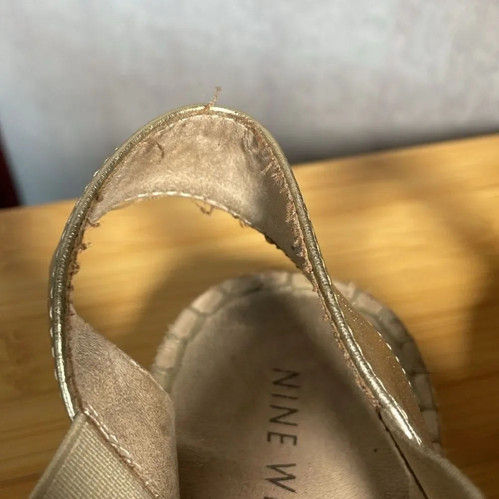 Nine West Gold “Boardwalk” Platform Espadrille Strappy Sandals (Size: 6)